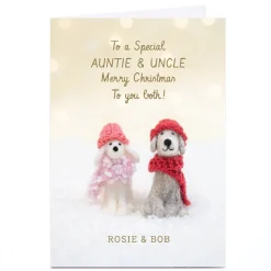 Best Personalised Lemon and Sugar Christmas Card - Dogs in Jumpers, Special Auntie & Uncle Christmas