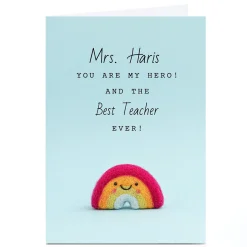 Card Factory Personalised Lemon and Sugar Card - Best Teacher Rainbow
