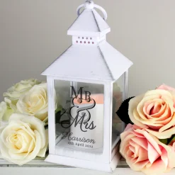Card Factory Personalised Light-Up Mr & Mrs White Lantern