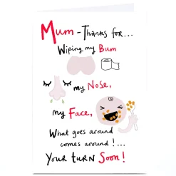 Card Factory Personalised Lindsay Kirby Mother's Day Card - Mum Thanks For