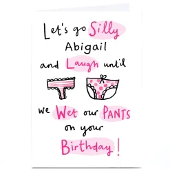Sale Personalised Lindsay Kirby Birthday Card - Wet Our Pants For Wife|For Sister