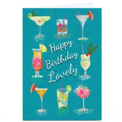 Online Personalised Lindsay Loves To Draw Birthday Card - Lovely Cocktails For Friend|Female Friend