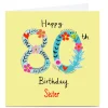 Card Factory Personalised Lindsay Loves To Draw 80th Birthday Card, Sister