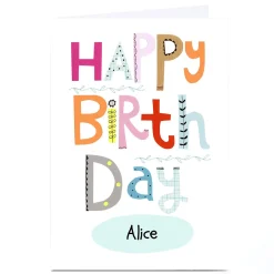 Card Factory Personalised Lindsay Loves To Draw Birthday Card - Colourful Happy Birthday