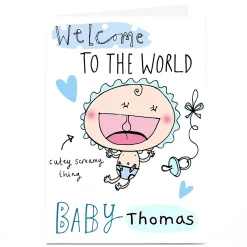 Online Personalised Lindsay Loves To Draw Card - Welcome To The World, Blue New Baby|Funny