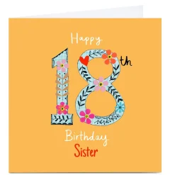 Card Factory Personalised Lindsay Loves To Draw 18th Birthday Card, Sister