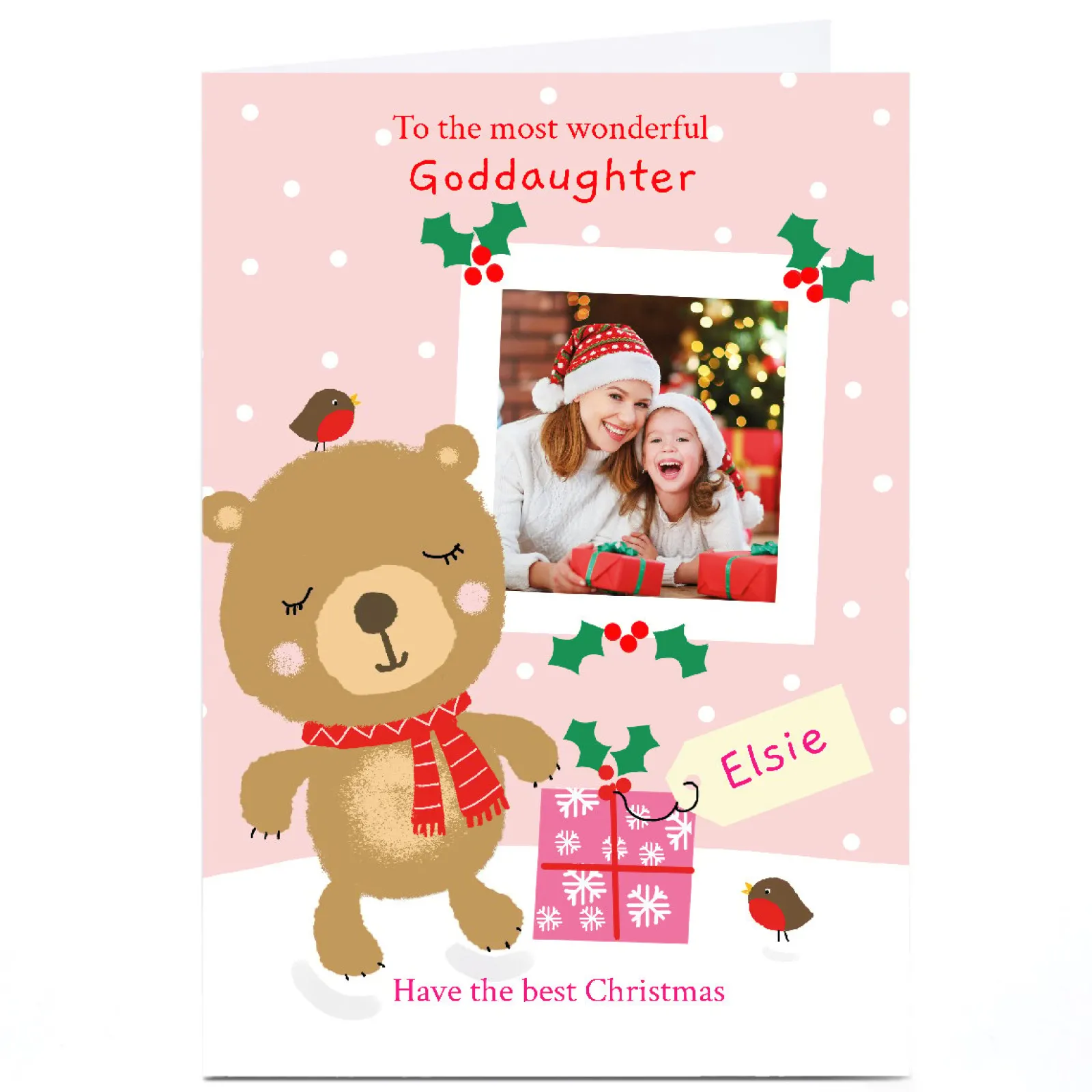 Card Factory Personalised Lindsay Loves To Draw Christmas Card - Wonderful Goddaughter