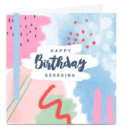 Online Personalised Little Mono Birthday Card - Abstract Pastels For Wife|For Niece