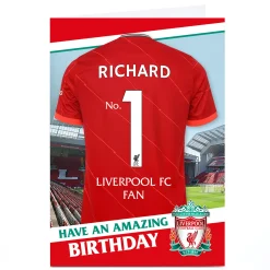 Hot Personalised Liverpool FC Birthday Card - No. 1 Fan Kids For Son|For Nephew
