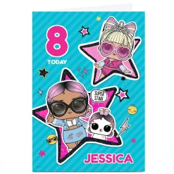 Kids Card Factory Personalised L.O.L. Surprise! Birthday Card - Super Star!, Editable Age