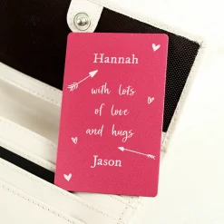 Clearance Personalised Love & Hugs Pink Metal Wallet Card Personalised Jewellery And Keepsakes|Jewellery & Keepsakes
