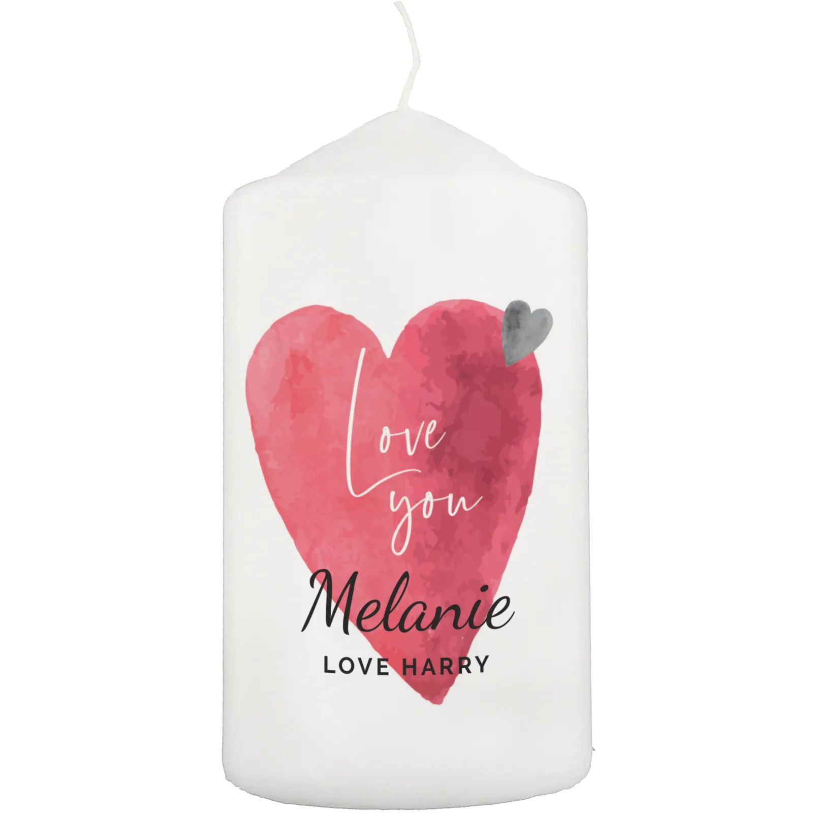 Card Factory Personalised Love Heart Pillar Candle