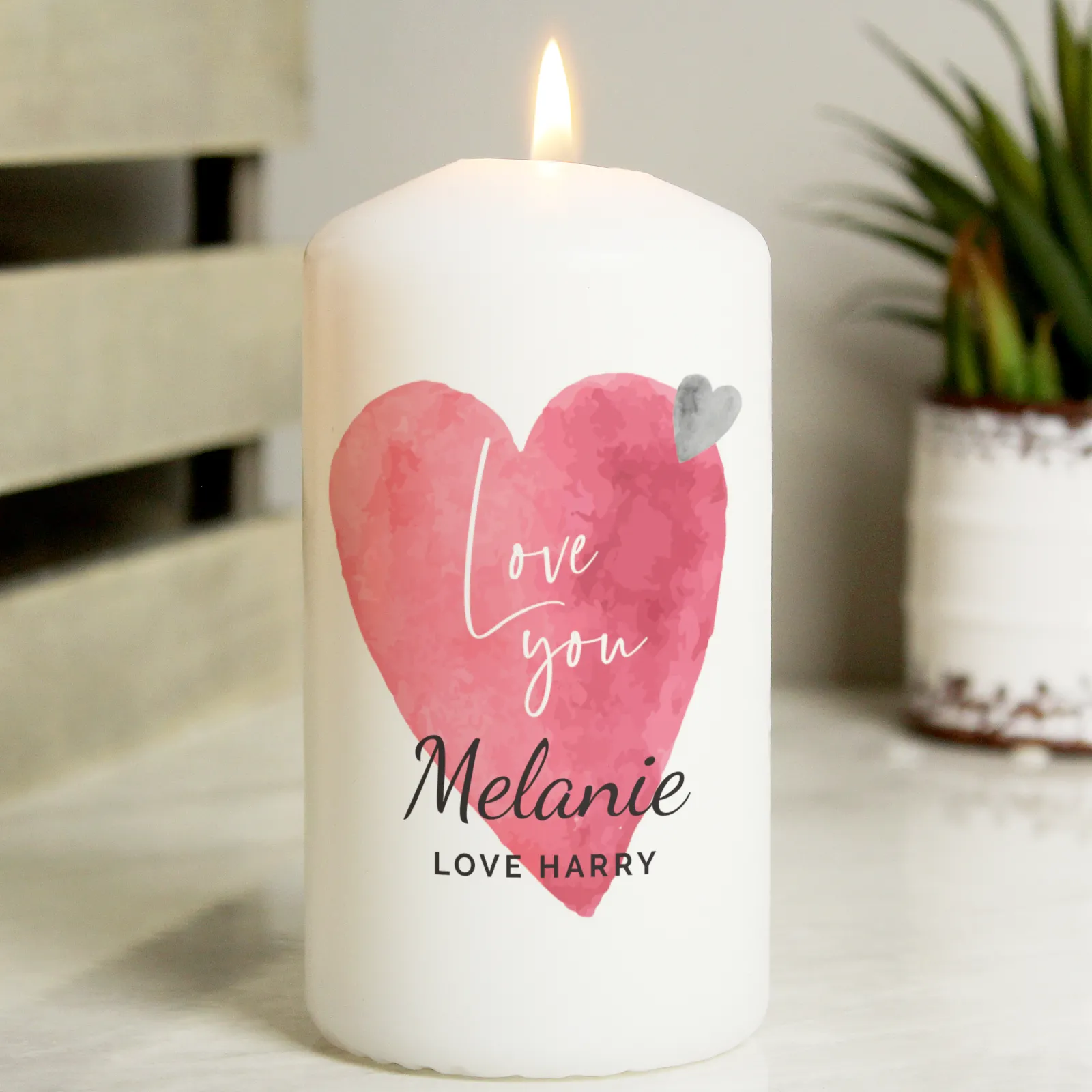 Card Factory Personalised Love Heart Pillar Candle