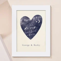 Card Factory Personalised Love You To The Moon And Back Heart Framed Print