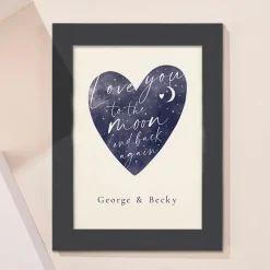 Card Factory Personalised Love You To The Moon And Back Heart Framed Print