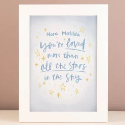 Kids Card Factory Personalised Loved More Than All The Stars In The Sky Framed Print
