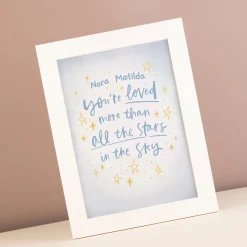 Kids Card Factory Personalised Loved More Than All The Stars In The Sky Framed Print