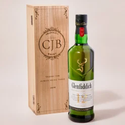 Online Personalised Luxury Wooden Whisky Box With Glenfiddich Whisky - Baroque Monogram Personalised Engraved Gifts|Engraved Gifts