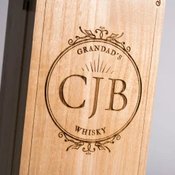 Online Personalised Luxury Wooden Whisky Box With Glenfiddich Whisky - Baroque Monogram Personalised Engraved Gifts|Engraved Gifts