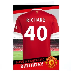 Personalised Manchester United Shirt Birthday Card, Editable Age & Recipient Kids For Son|For Nephew