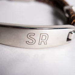 Outlet Personalised Men's Bracelet - Brown Leather Bar Personalised Jewellery And Keepsakes|Jewellery & Keepsakes