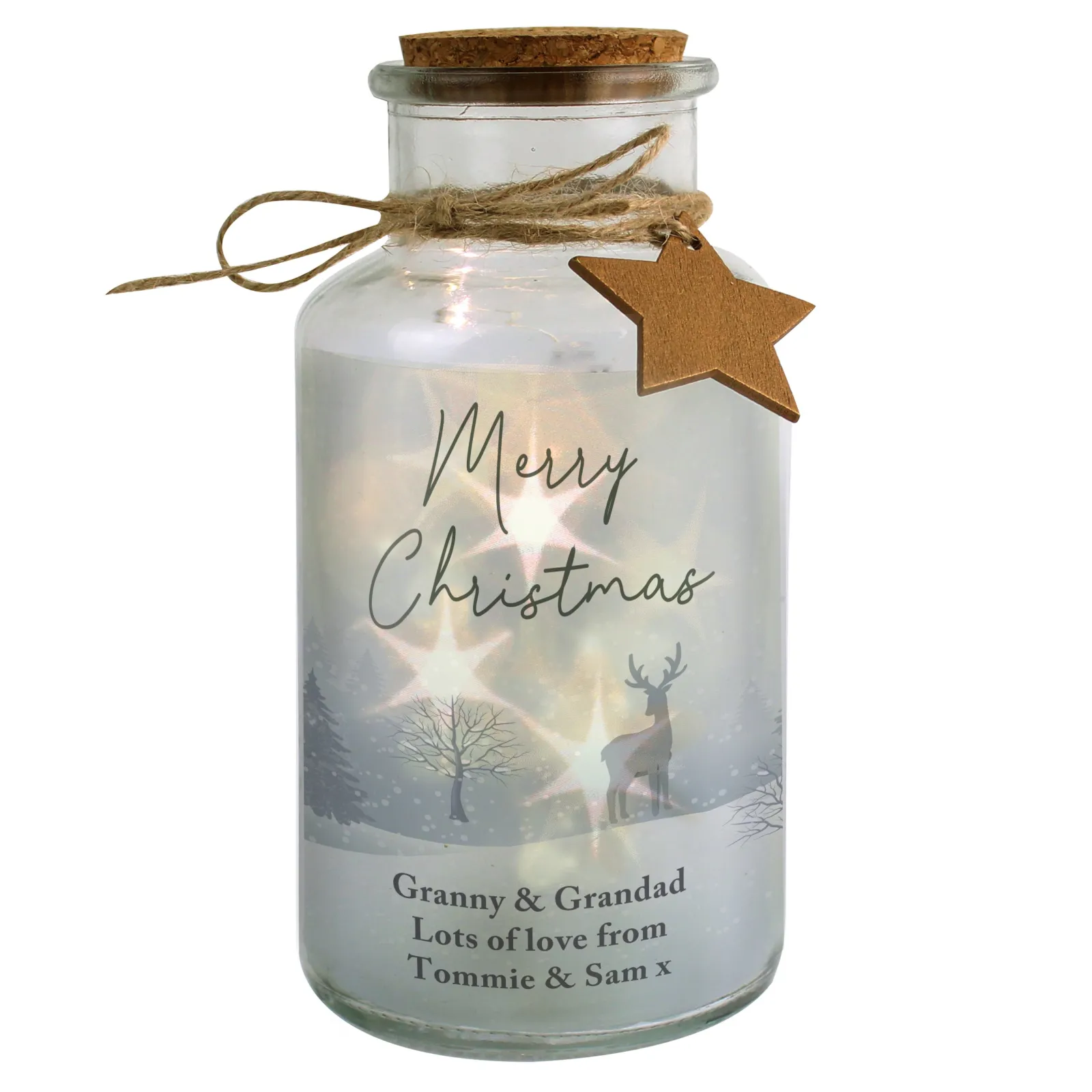 Kids Card Factory Personalised Merry Christmas LED Glass Jar