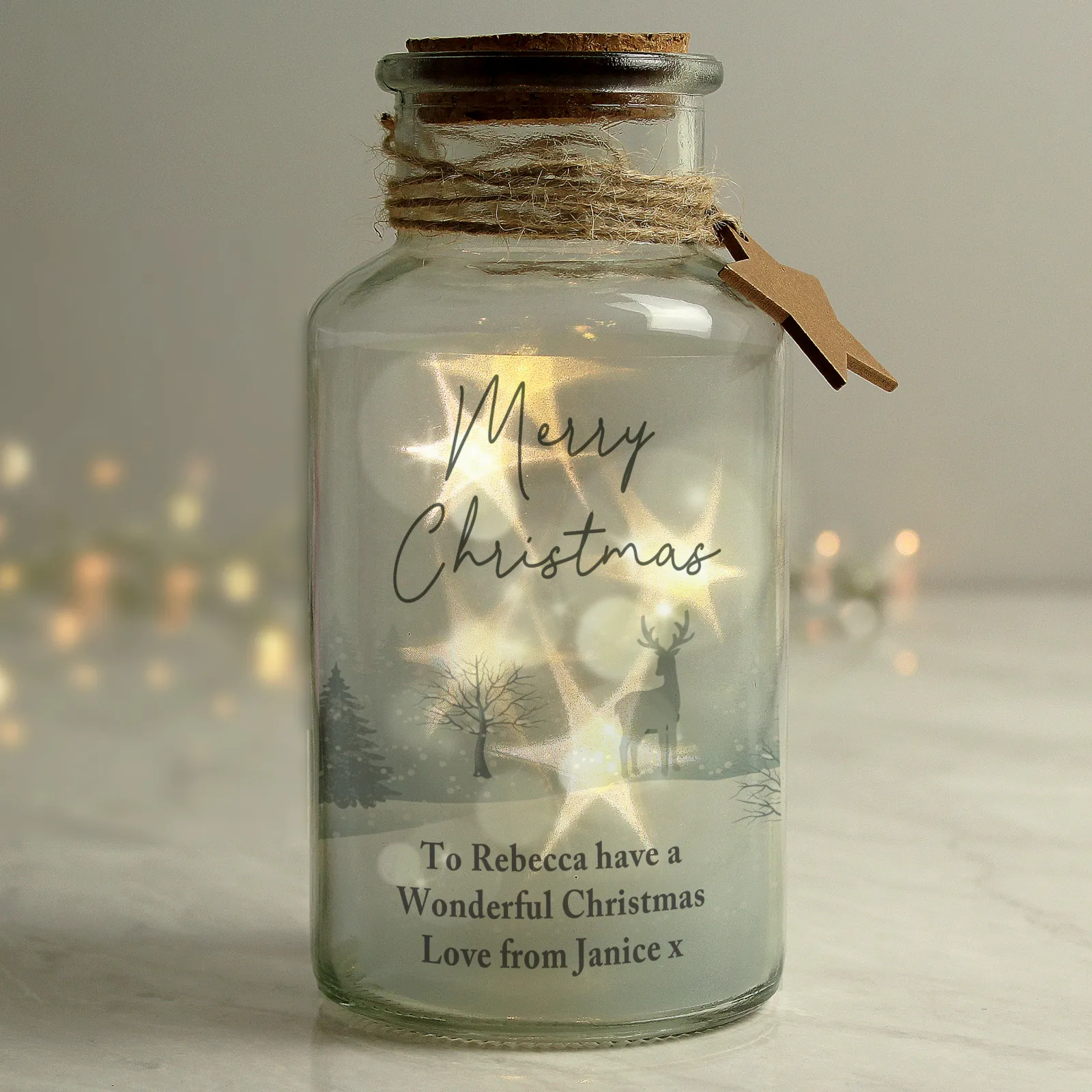 Kids Card Factory Personalised Merry Christmas LED Glass Jar