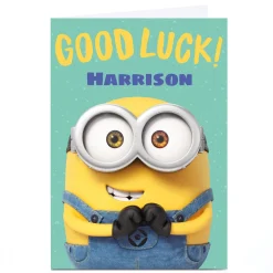 Outlet Personalised Minions Card - Good Luck, Any Name Good Luck