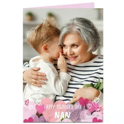 Clearance Personalised Mother's Day Card - Full photo with hearts below - Nan Photo