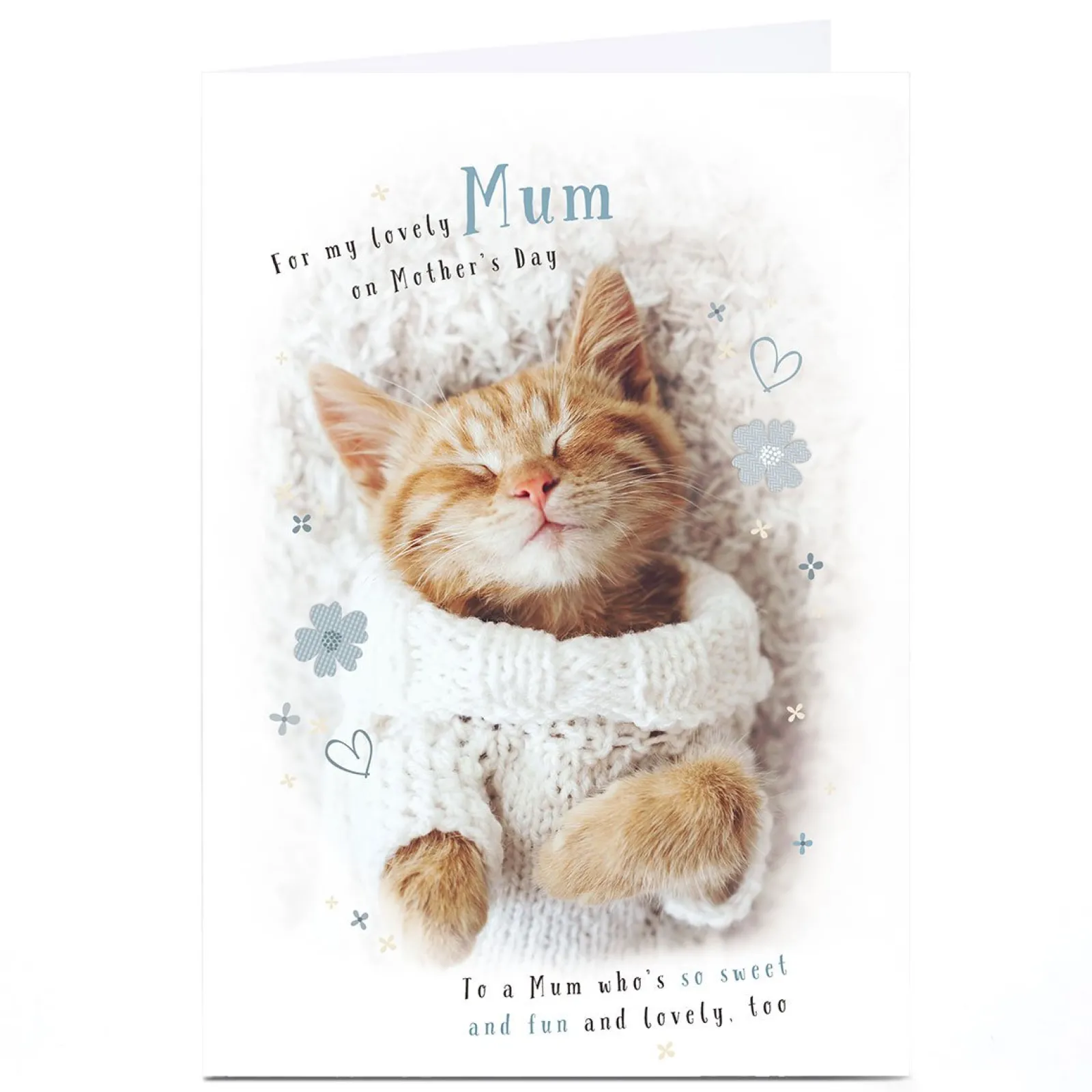Online Personalised Mother's Day Card - Cosy Kitten in Sweater, Mum Birthday