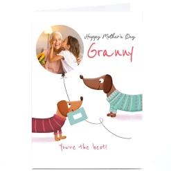 Card Factory Personalised Mother's Day Card - Sausage Dogs with Balloon - Granny