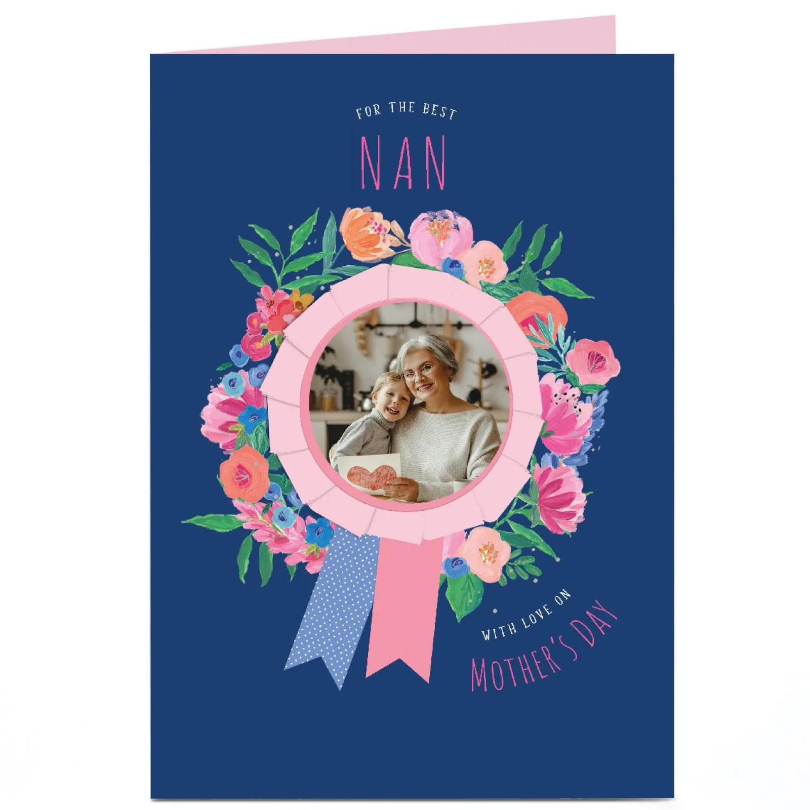 Card Factory Personalised Mother's Day Photo Card - Ribbon Nan