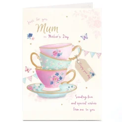 Card Factory Personalised Mother's Day Card - Floral Teacups