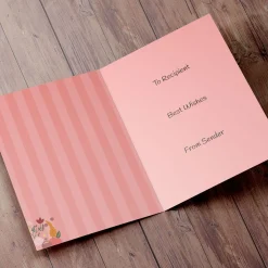 Card Factory Personalised Mother's Day Card - Red Floral and Stripe