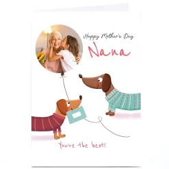 Card Factory Personalised Mother's Day Card - Sausage Dogs with Balloon - Nana
