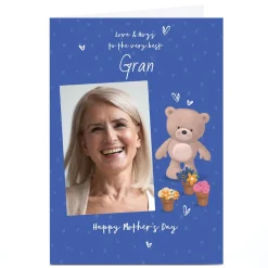Online Personalised Mother's Day Card - Hugs Bear with flowers - Gran Photo