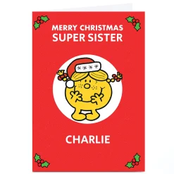 Card Factory Personalised Mr Men & Little Miss Christmas Card - Little Miss Sunshine