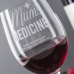 Online Personalised Mum's Medicine Wine Glass Personalised Glasses|Glassware