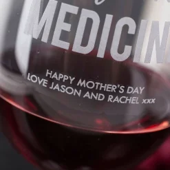 Online Personalised Mum's Medicine Wine Glass Personalised Glasses|Glassware