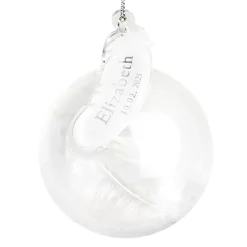Online Personalised Name & Date Feather Glass Bauble Memorial Gifts|Christmas Gifts