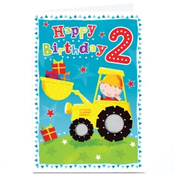 Kids Card Factory Personalised 2nd Birthday Card - Birthday Boy Tractor