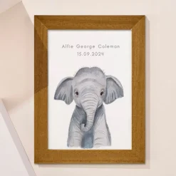 Kids Card Factory Personalised New Born Elephant Framed Print