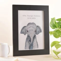 Kids Card Factory Personalised New Born Elephant Framed Print