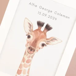 New Personalised New Born Giraffe Framed Print Kids Personalised Canvas & Wall Art|Photo Prints & Wall Art