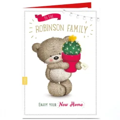 Card Factory Personalised New Home Card - Bear With Cactus