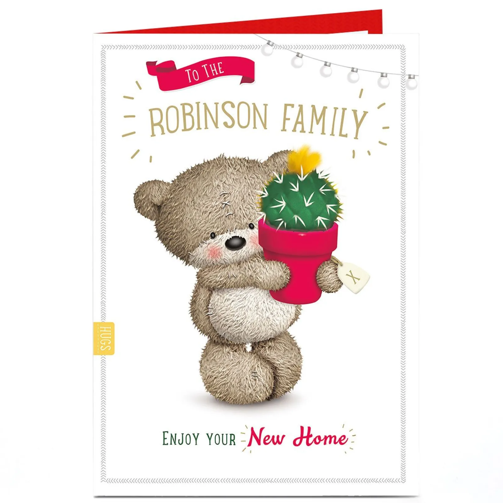 Card Factory Personalised New Home Card - Bear With Cactus