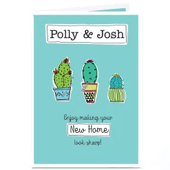 New Personalised New Home Card - Three Cactuses New Home