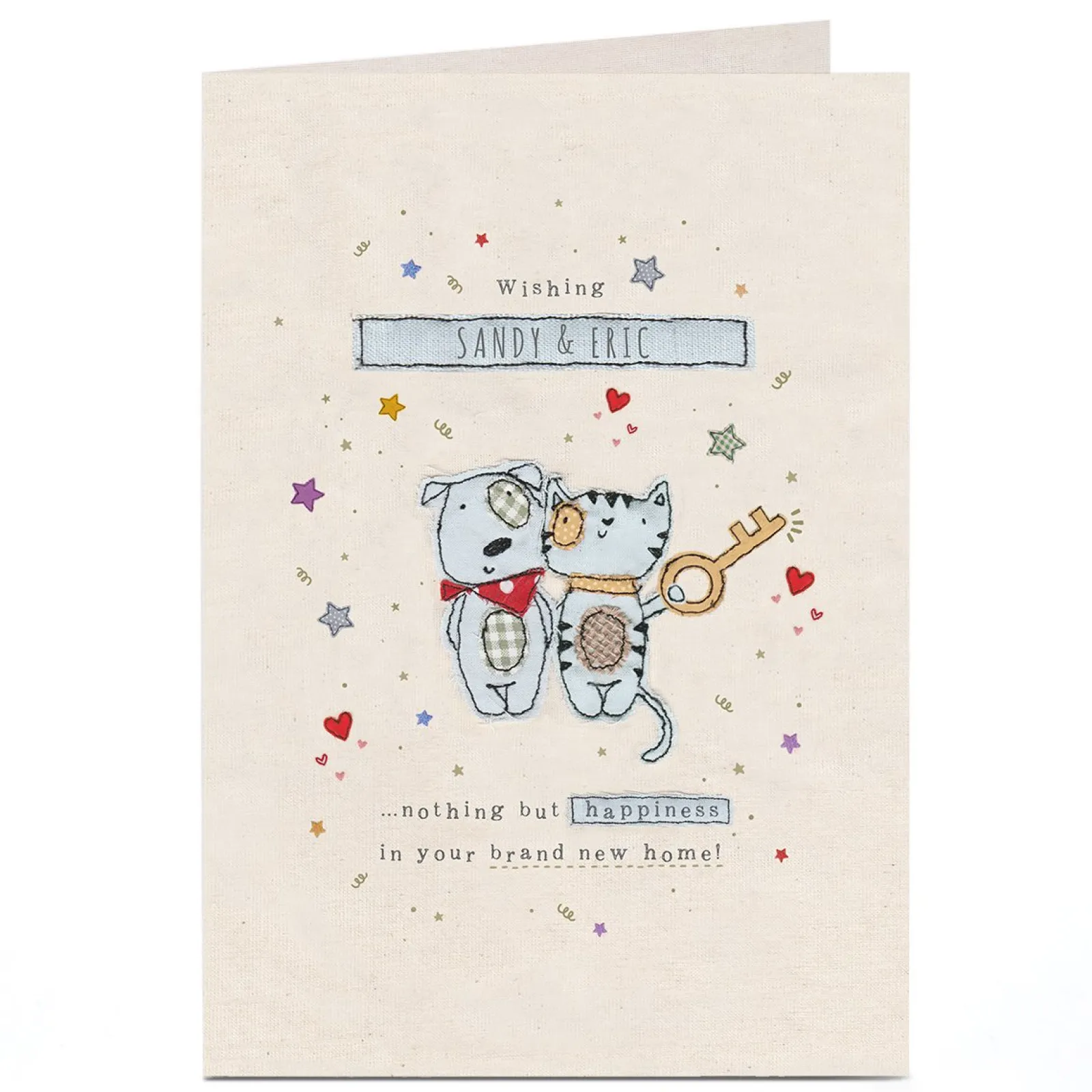 Card Factory Personalised New Home Card - Cat & Dog Couple
