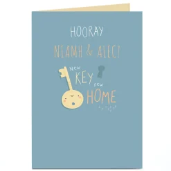 Discount Personalised New Home Card - Key & Keyhole New Home