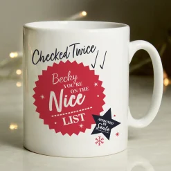 Clearance Personalised Nice List Christmas Mug Kids Personalised Mugs|Mugs